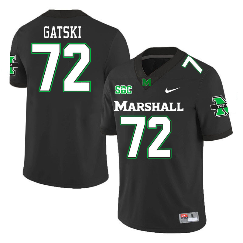 Marshall Thundering Herd #72 Frank Gatski College Football Jerseys,Uniforms-Black